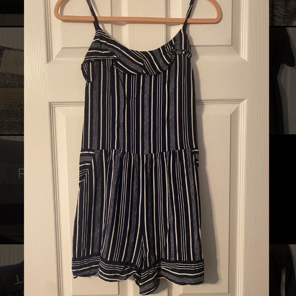 Loft Navy striped romper